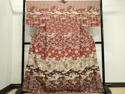 平和屋着物■訪問着　吉祥花鳥文　正絹　逸品　CABL5900ou
