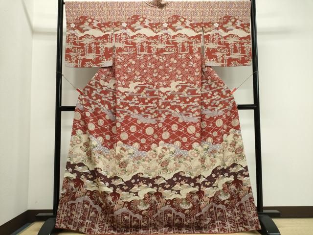 平和屋着物■訪問着　吉祥花鳥文　正絹　逸品　CABL5900ou