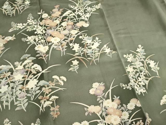 平和屋着物■訪問着　草花文　金彩　正絹　逸品　CABL5905ou