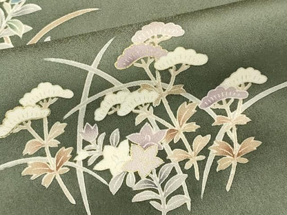 平和屋着物■訪問着　草花文　金彩　正絹　逸品　CABL5905ou