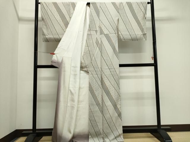 平和屋着物■上質な小紋　斜線吉祥文　正絹　逸品　未使用　CABL5908ou