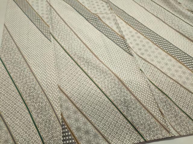 平和屋着物■上質な小紋　斜線吉祥文　正絹　逸品　未使用　CABL5908ou