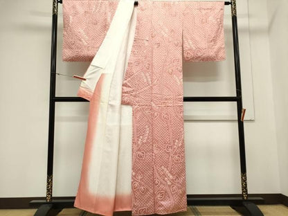 平和屋着物■上質な小紋　総絞り　枝葉文　正絹　逸品　CABL5941ou