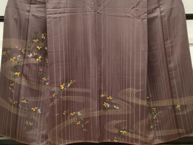 平和屋着物■訪問着　刺繍　流水草花文　金彩　正絹　逸品　CABL5942ou