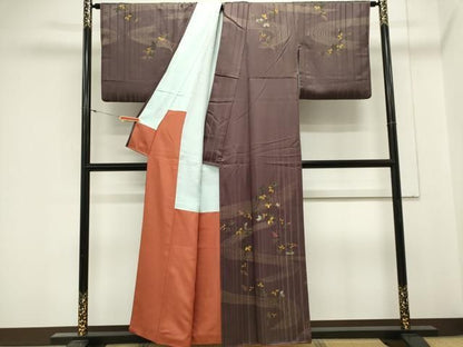 平和屋着物■訪問着　刺繍　流水草花文　金彩　正絹　逸品　CABL5942ou
