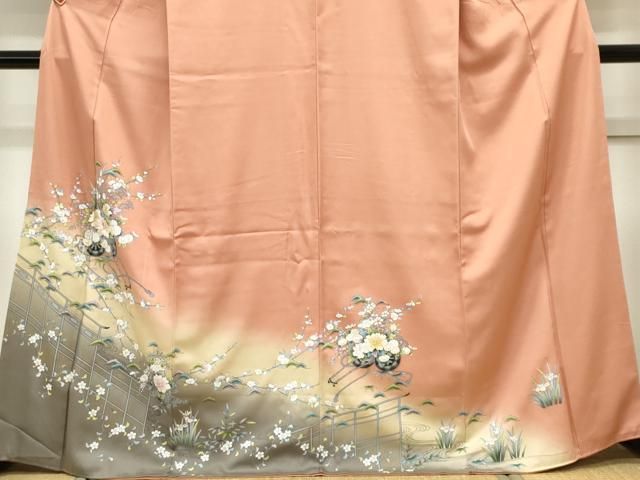 平和屋着物■訪問着　刺繍　花車文　暈し染め　金彩　正絹　逸品　CABL5943ou