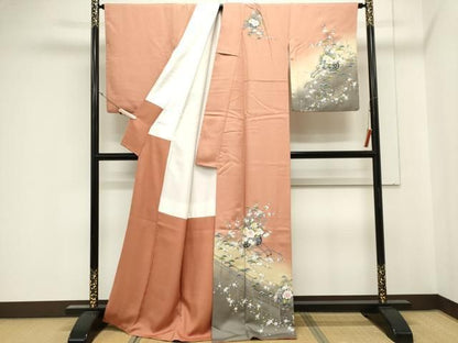 平和屋着物■訪問着　刺繍　花車文　暈し染め　金彩　正絹　逸品　CABL5943ou