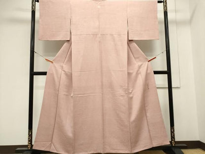 平和屋着物■上質な色無地　作家物　杢目地紋　水柿色　正絹　逸品　CABL5945ou
