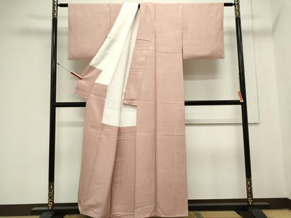平和屋着物■上質な色無地　作家物　杢目地紋　水柿色　正絹　逸品　CABL5945ou