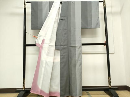 平和屋着物■上質な紬　縞　正絹　逸品　CABL5947ou