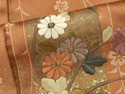 平和屋着物■訪問着　駒刺繍　枝花文　金彩　正絹　逸品　CABL5948ou