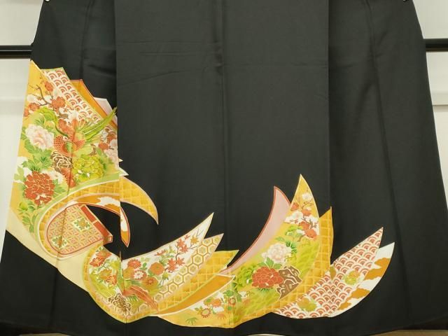 平和屋着物■豪華黒留袖　尾長鳥花文　金彩　正絹　逸品　CABL5950ou