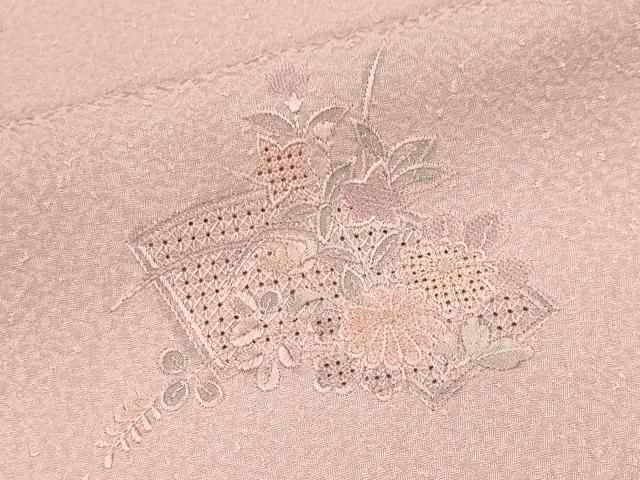 平和屋着物■中国三大刺繍　スワトウ刺繍　色留袖　地紙草花文　暈し染め　正絹　逸品　CABL5952ou