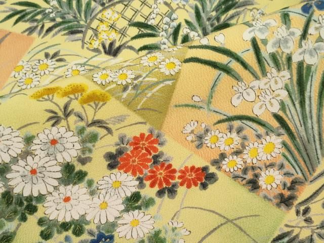 平和屋着物■上質な小紋　切嵌草花文　正絹　逸品　CABL5970ou
