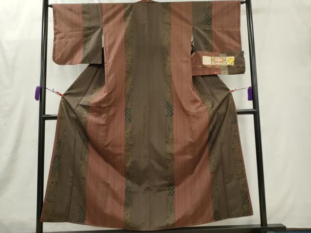 平和屋着物■本場大島紬　縞　吉祥文　証紙付き　正絹　逸品　CABL5973ou