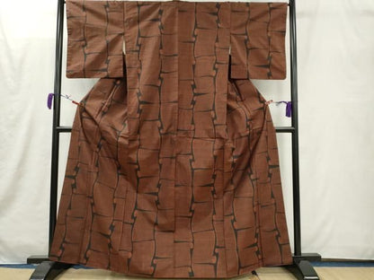 平和屋着物■本場大島紬　9マルキ　幾何学文　正絹　逸品　CABL5977ou