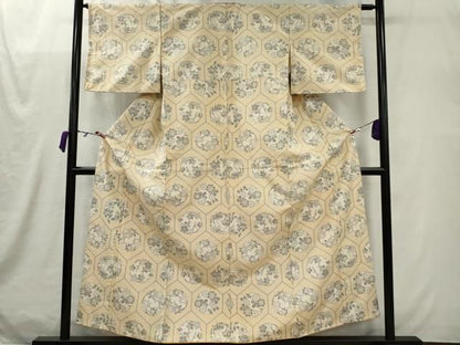 平和屋着物■上質な紬　亀甲草花丸文　正絹　逸品　CABL5982ou