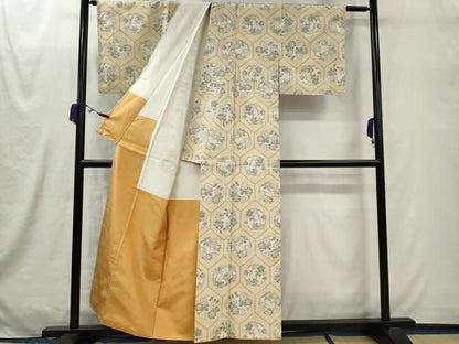 平和屋着物■上質な紬　亀甲草花丸文　正絹　逸品　CABL5982ou