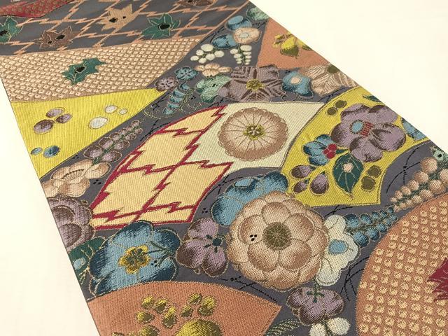 平和屋着物●西陣　白綾苑大庭　六通柄袋帯　辻が花　金糸　正絹　逸品　CABL6003vp