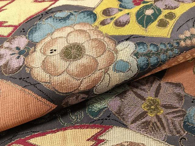 平和屋着物●西陣　白綾苑大庭　六通柄袋帯　辻が花　金糸　正絹　逸品　CABL6003vp
