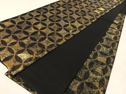 平和屋着物●澤屋重兵衛　六通柄袋帯　七宝文様　黒地　金糸　引箔　正絹　逸品　未使用　CABL6004vp