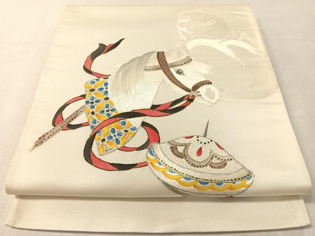 平和屋着物●総刺繍　太鼓柄袋帯　玩具文　金彩　正絹　逸品　CABL6005vp
