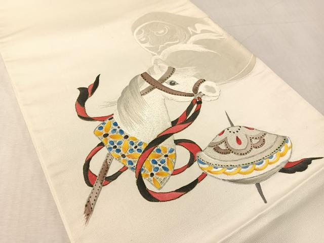 平和屋着物●総刺繍　太鼓柄袋帯　玩具文　金彩　正絹　逸品　CABL6005vp