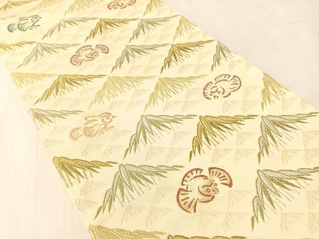 平和屋着物●六通柄袋帯　唐織　ふくら雀　金銀糸　正絹　逸品　CABL6007vp