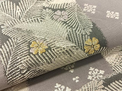平和屋着物●六通柄袋帯　市松花松葉　金銀糸　正絹　逸品　CABL6016vp