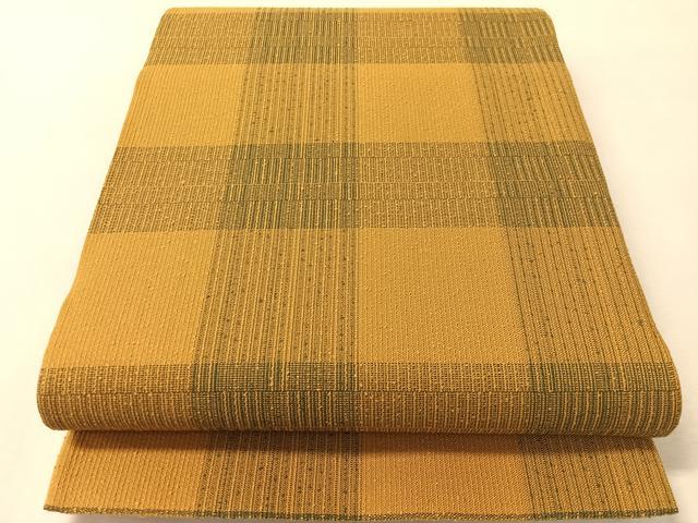 平和屋着物●全通柄袋帯　紬地　格子柄　正絹　逸品　CABL6020vp