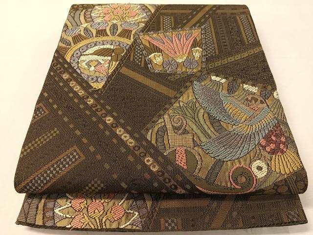 平和屋着物●六通柄袋帯　唐織　切嵌花鳥文　正絹　逸品　CABL6022vp