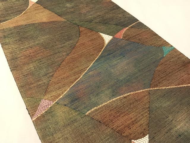 平和屋着物●六通柄袋帯　紬地　抽象文様　金糸　鈴乃屋扱い　正絹　逸品　未使用　CABL6024vp