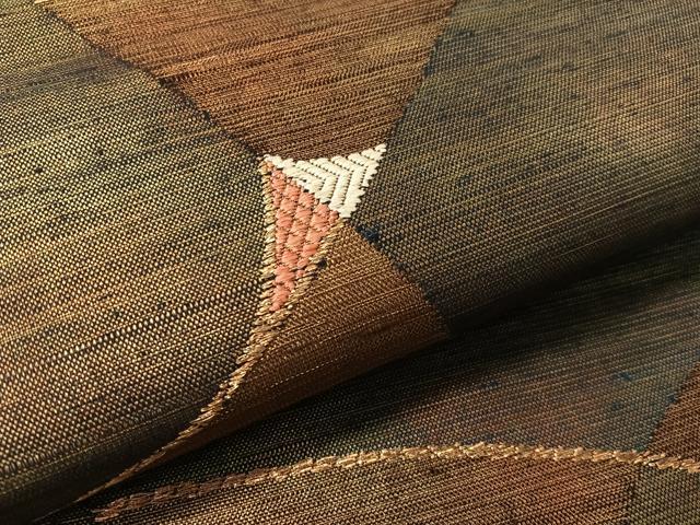 平和屋着物●六通柄袋帯　紬地　抽象文様　金糸　鈴乃屋扱い　正絹　逸品　未使用　CABL6024vp
