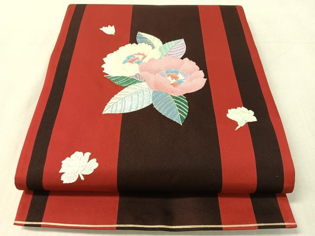 平和屋着物●太鼓柄袋帯　駒刺繍　草花間道　金銀糸　正絹　逸品　CABL6026vp