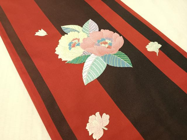 平和屋着物●太鼓柄袋帯　駒刺繍　草花間道　金銀糸　正絹　逸品　CABL6026vp