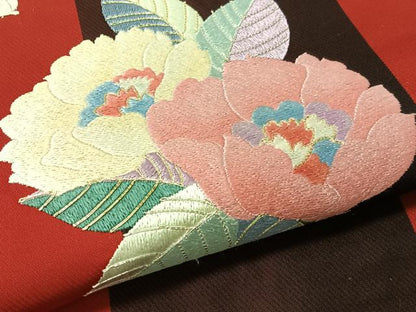 平和屋着物●太鼓柄袋帯　駒刺繍　草花間道　金銀糸　正絹　逸品　CABL6026vp