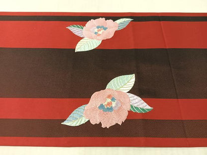 平和屋着物●太鼓柄袋帯　駒刺繍　草花間道　金銀糸　正絹　逸品　CABL6026vp