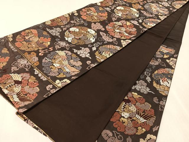 平和屋着物●六通柄袋帯　唐織　雲龍丸文　金糸　正絹　逸品　CABL6027vp