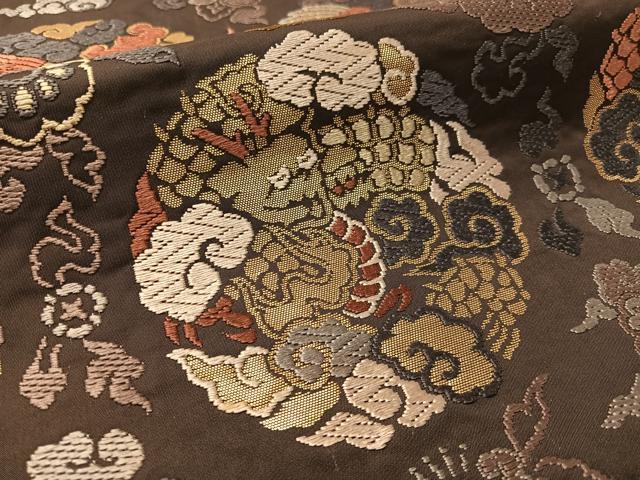 平和屋着物●六通柄袋帯　唐織　雲龍丸文　金糸　正絹　逸品　CABL6027vp