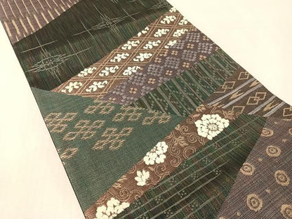 平和屋着物▽全通柄袋帯　スリーシーズン　春夏秋　モール　切嵌吉祥花文　金糸　やまと誂製　正絹　逸品　未使用　CABL6029vp