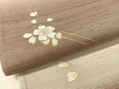 平和屋着物●両面　全通柄袋帯　嵐山さくら桟敷　桜かんざし　月の満ち欠け　金銀糸　正絹　逸品　CABL6030vp