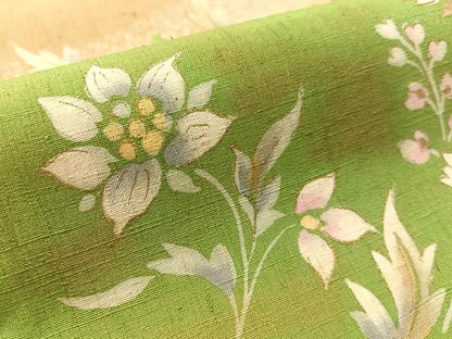 平和屋着物●太鼓柄袋帯　作家物　紬地　草花文　金彩　正絹　逸品　CABL6032vp