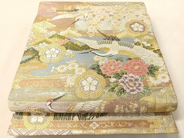 平和屋着物●両面　両方向　全通柄袋帯　唐織　正倉院花文　金糸　正絹　逸品　CABL6033vp