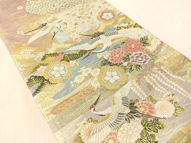 平和屋着物●両面　両方向　全通柄袋帯　唐織　正倉院花文　金糸　正絹　逸品　CABL6033vp