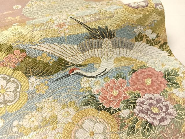 平和屋着物●両面　両方向　全通柄袋帯　唐織　正倉院花文　金糸　正絹　逸品　CABL6033vp
