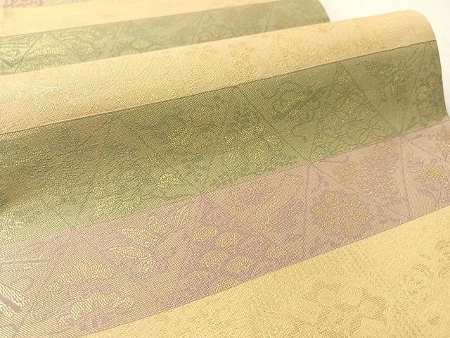 平和屋着物●両面　両方向　全通柄袋帯　唐織　正倉院花文　金糸　正絹　逸品　CABL6033vp