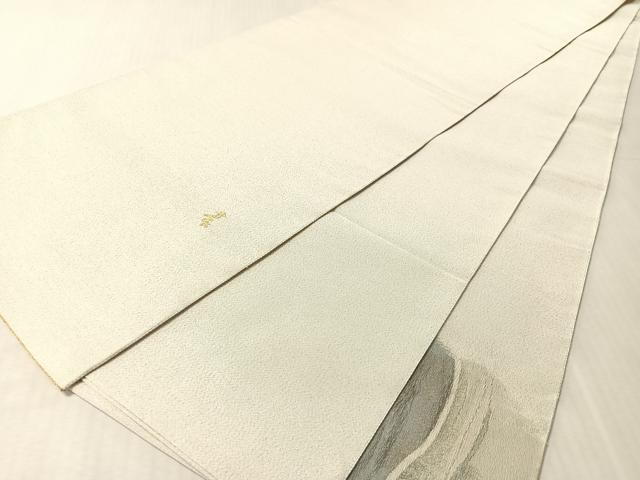 平和屋着物●爪掻き本綴れ　太鼓柄袋帯　作家物　刺繍　詩歌　銀糸　正絹　逸品　CABL6034vp