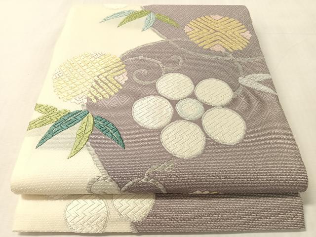 平和屋着物▽六通柄袋帯　唐織　笹鶴文　金糸　スリーシーズン　春夏秋　正絹　逸品　CABL6036vp