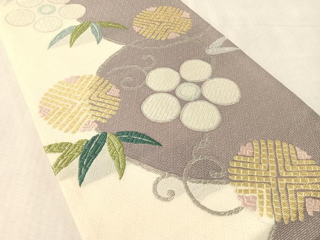 平和屋着物▽六通柄袋帯　唐織　笹鶴文　金糸　スリーシーズン　春夏秋　正絹　逸品　CABL6036vp