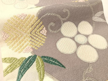 平和屋着物▽六通柄袋帯　唐織　笹鶴文　金糸　スリーシーズン　春夏秋　正絹　逸品　CABL6036vp